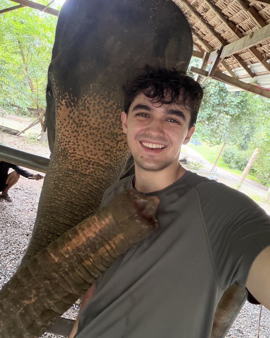 Erik Youngberg-Aspelin, founder of Market Ready Systems, with an elephant